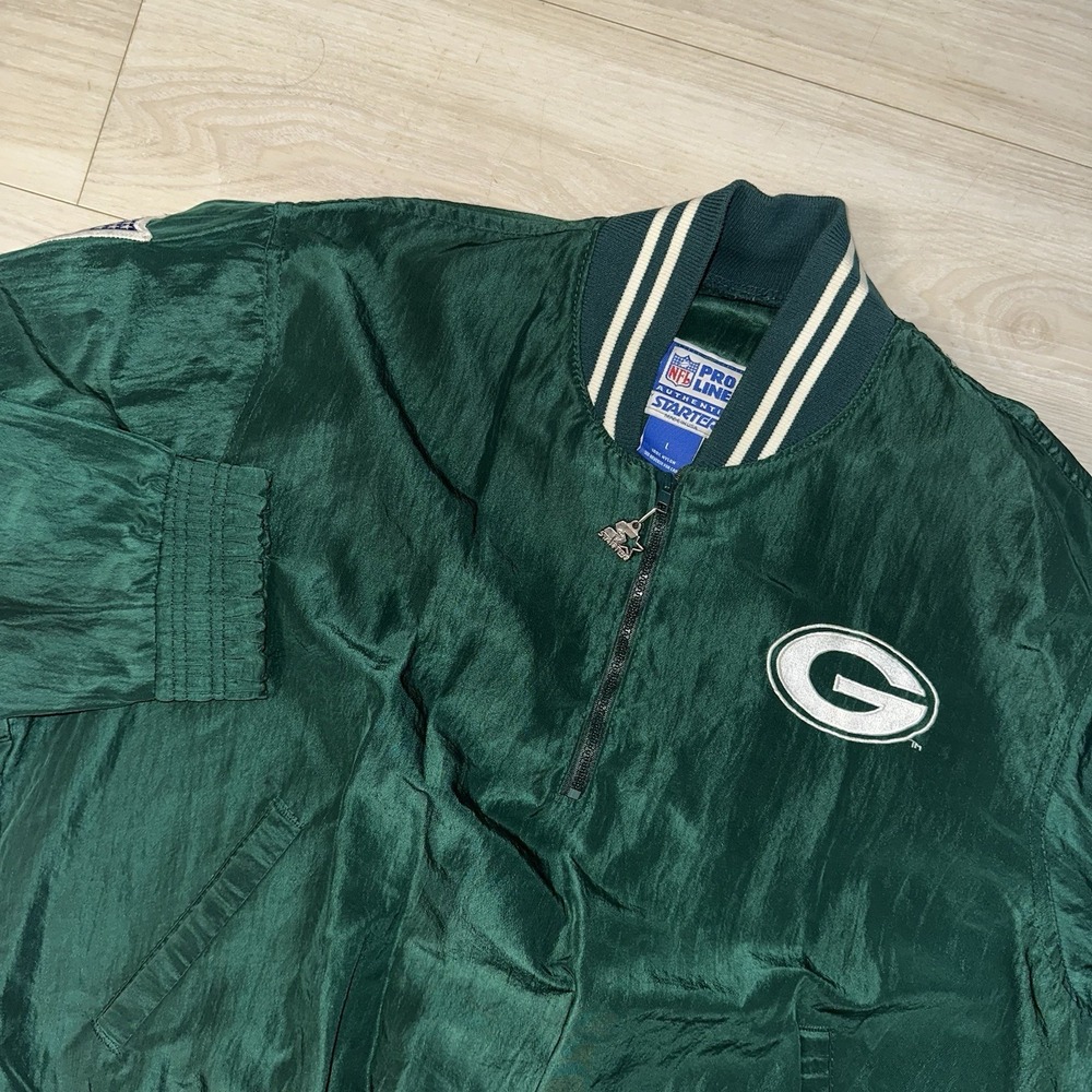Vintage 90s Green Bay Packers Pro Line Starter Satin Jacket Green Mens Large USA